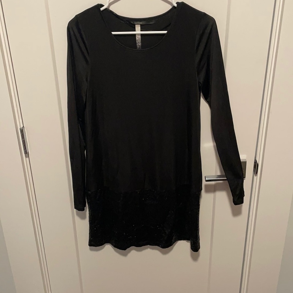 Kenzie black dress, sequin bottom, small